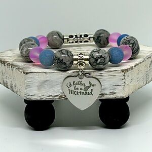 Handmade Mermaid Charm Bracelet with Aurora  Crystals!